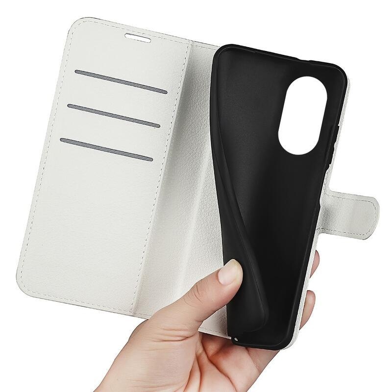 Litchi PU bőr pénztárca tok a Honor X7-hez - fehér