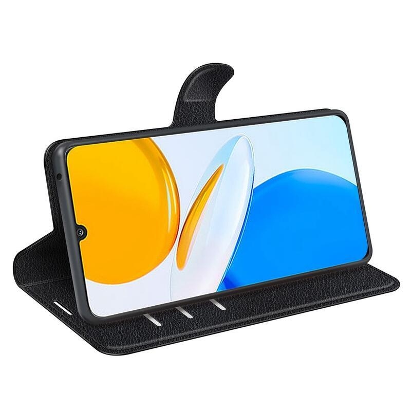 Litchi PU bőr pénztárca tok a Honor X7-hez - fekete