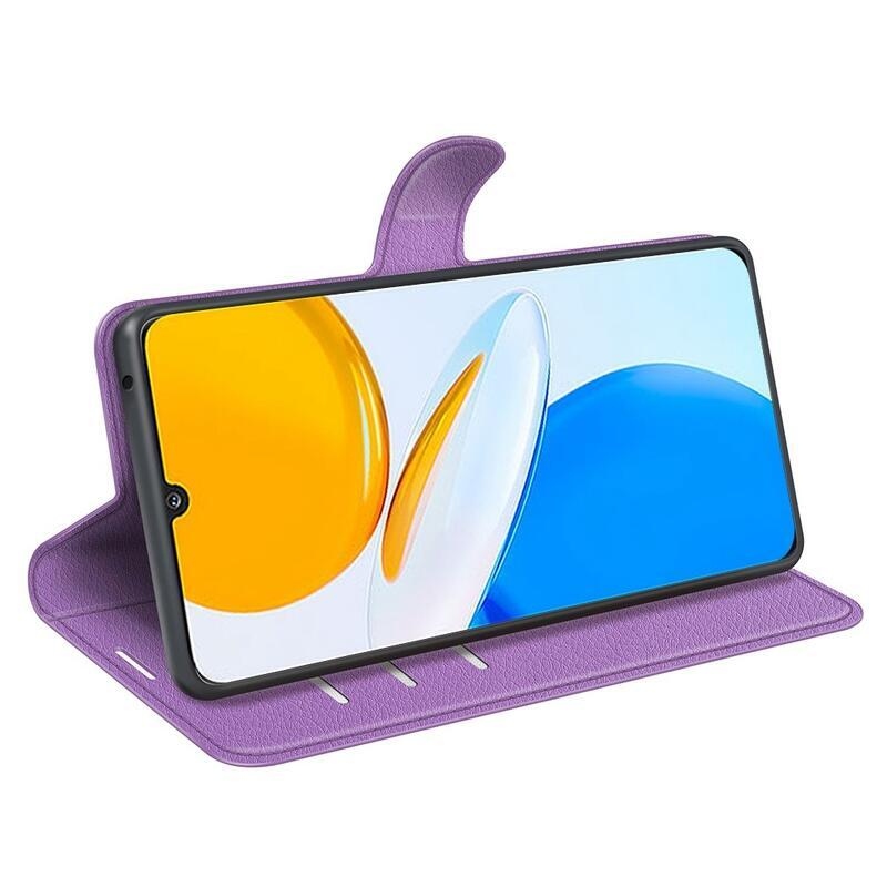 Litchi PU bőr pénztárca tok a Honor X7-hez - lila