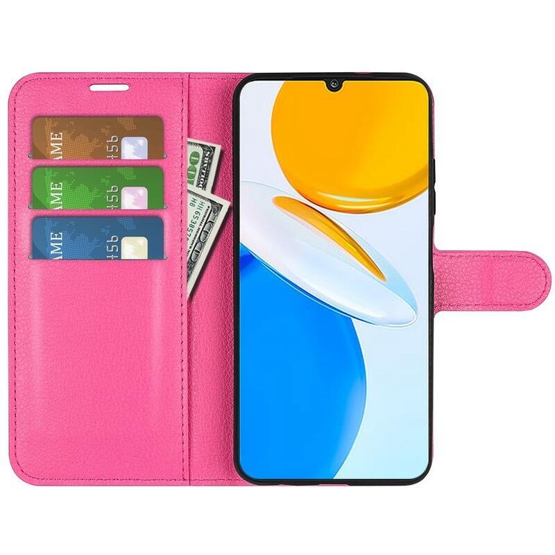 Litchi PU bőr pénztárca tok Honor X7 - rózsa