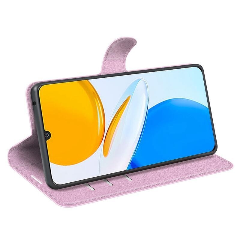 Litchi PU bőr pénztárca tok a Honor X7-hez - rózsaszín