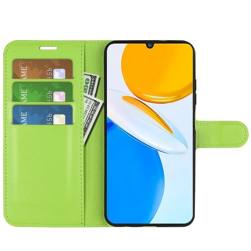 Litchi PU bőr pénztárca tok a Honor X7-hez - zöld