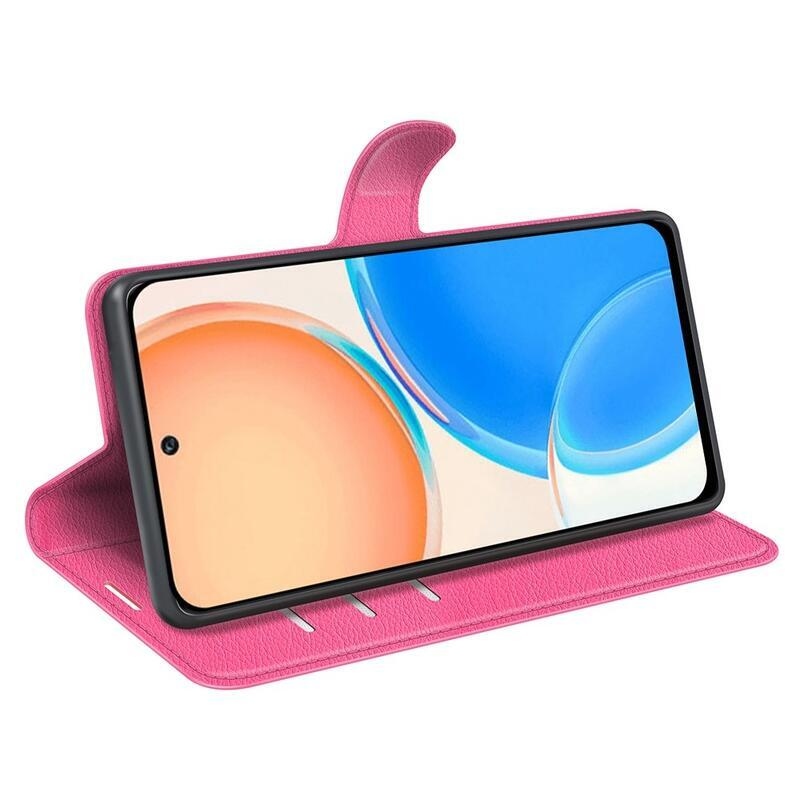 Litchi PU bőr pénztárca tok a Honor X8-hoz - rózsaszínű