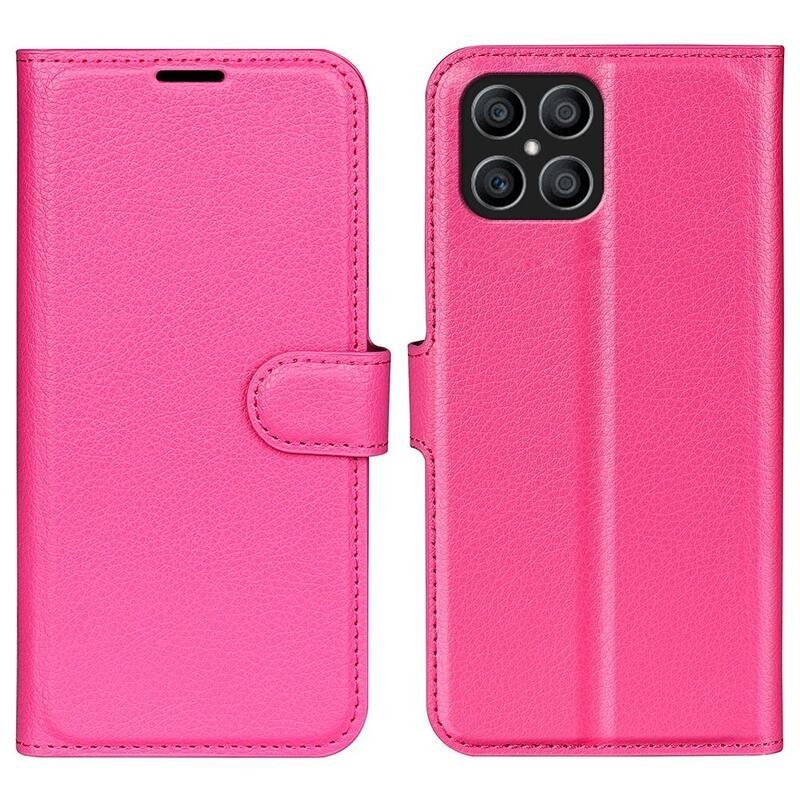 Litchi PU bőr pénztárca tok a Honor X8-hoz - rózsaszínű