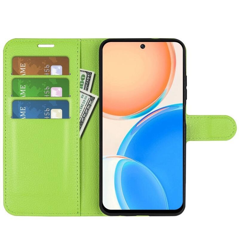 Litchi PU bőr pénztárca tok Honor X8-hoz - zöld
