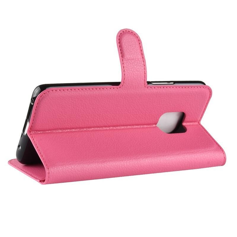 Litchi PU bőr pénztárca tok Huawei Mate 20 Pro - rózsaszínű