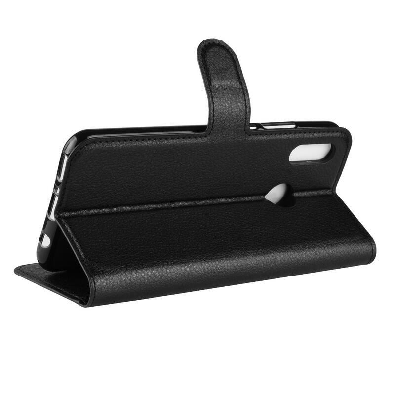 Litchi PU bőr pénztárca tok Huawei Nova 3i - fekete