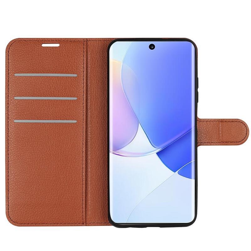 Litchi PU bőr pénztárca tok a Huawei Nova 9/Honor 50 számára - barna