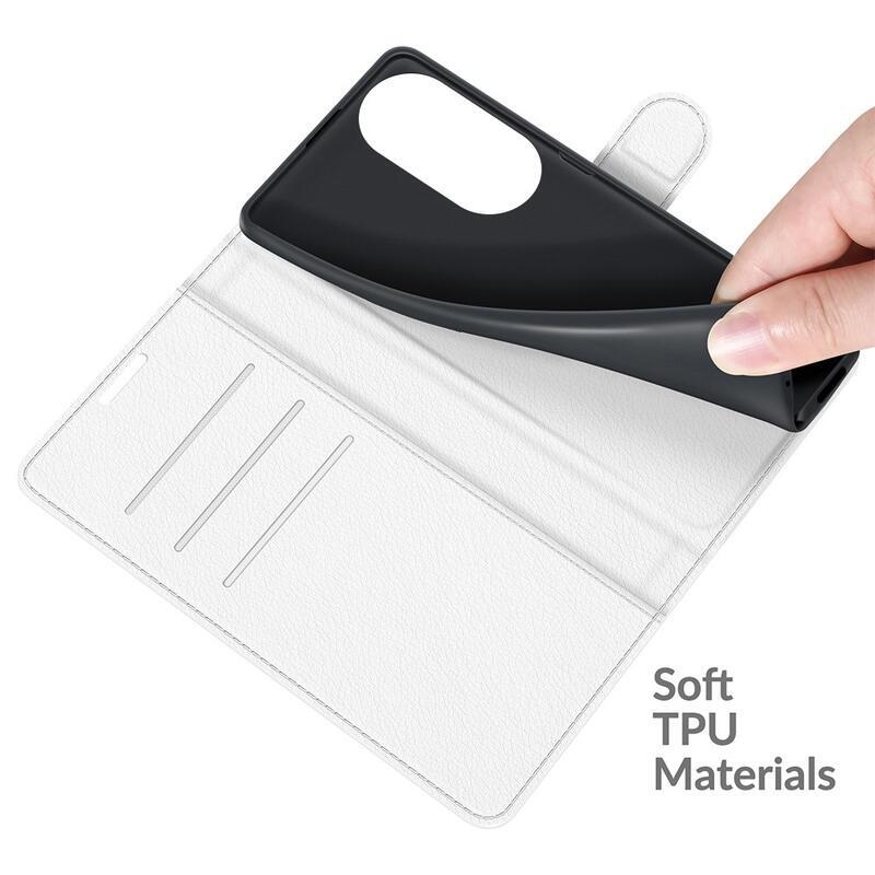 Litchi PU bőr pénztárca tok Huawei Nova 9 SE-hez - fehér