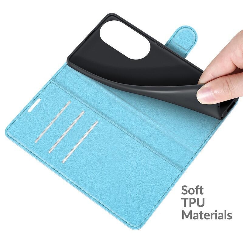 Litchi PU bőr pénztárca tok Huawei Nova 9 SE-hez - kék