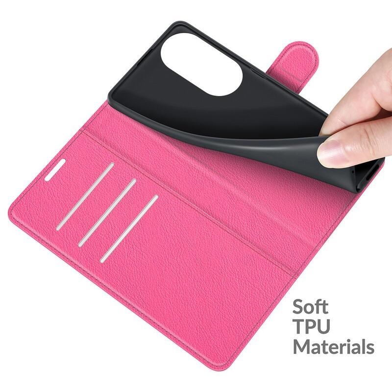 Litchi PU bőr pénztárca tok Huawei Nova 9 SE - rózsaszínű