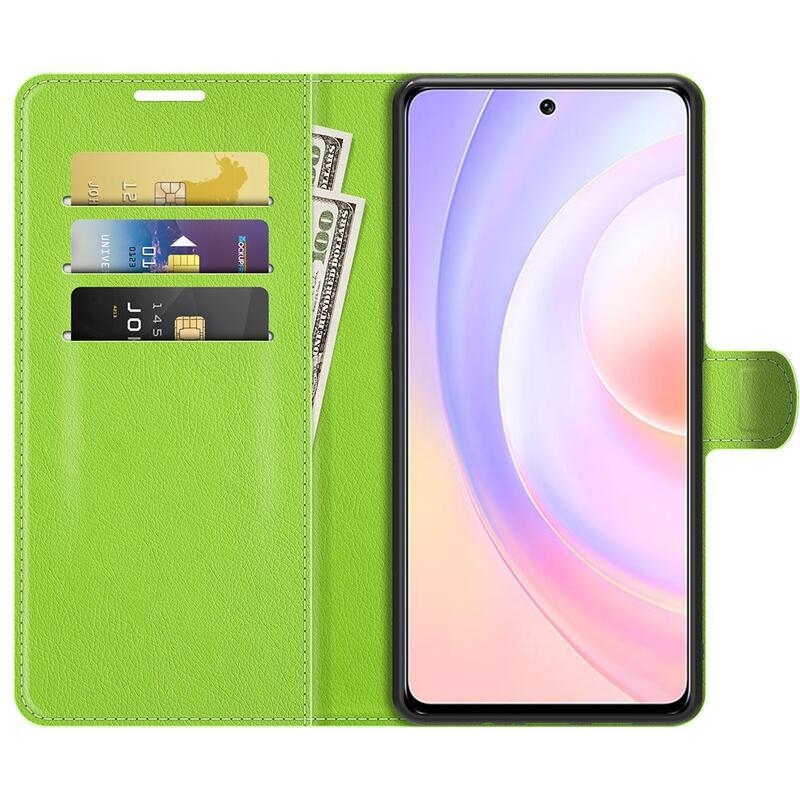 Litchi PU bőr pénztárca tok Huawei Nova 9 SE-hez - zöld