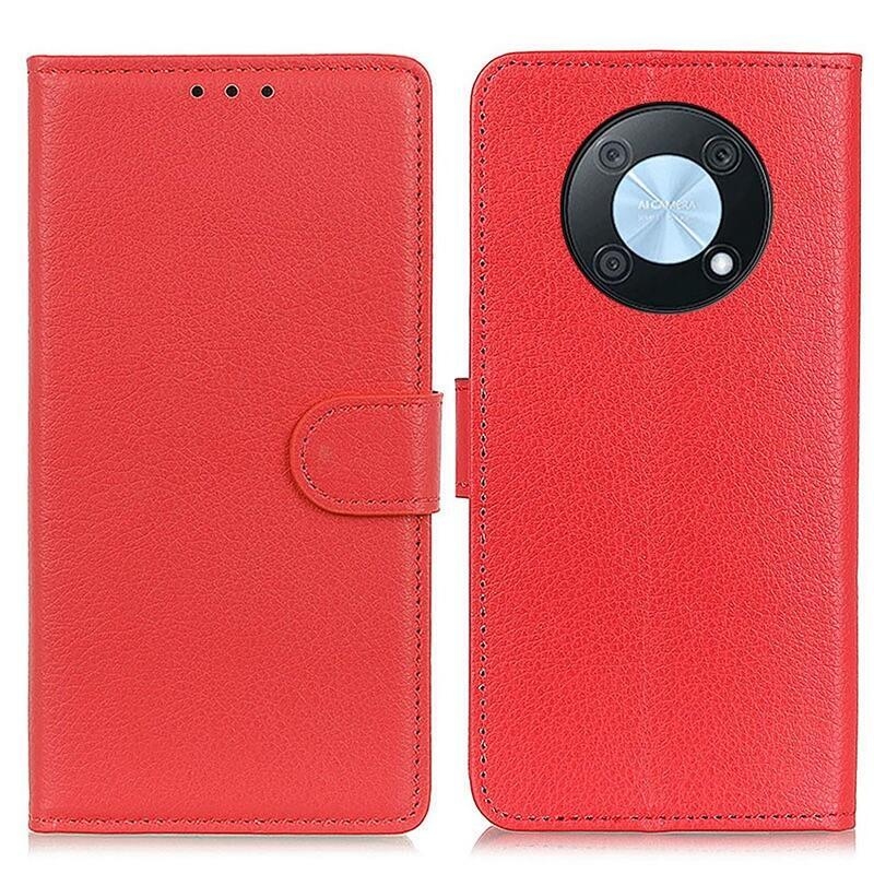 Litchi PU bőr pénztárca tok a Huawei Nova Y90-hez - piros