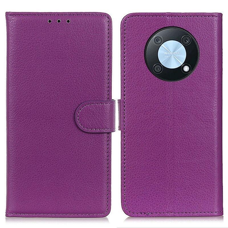 Litchi PU bőr pénztárca tok a Huawei Nova Y90-hez - lila