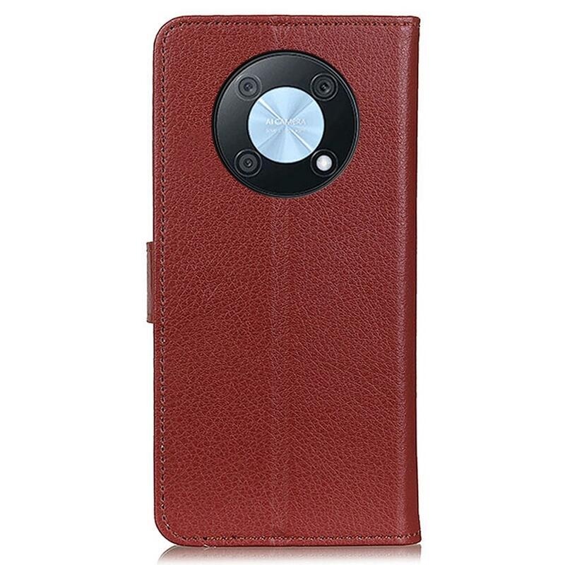 Litchi PU bőr pénztárca tok a Huawei Nova Y90-hez - barna