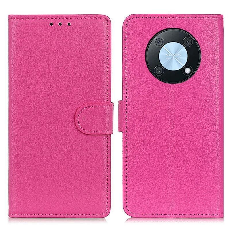 Litchi PU bőr pénztárca tok mobiltelefonhoz Huawei Nova Y90 - rózsa