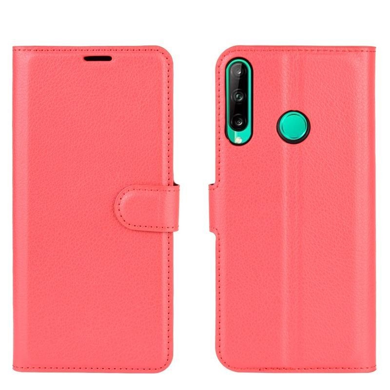 Litchi PU bőr pénztárca tok Huawei P40 Lite E - piros