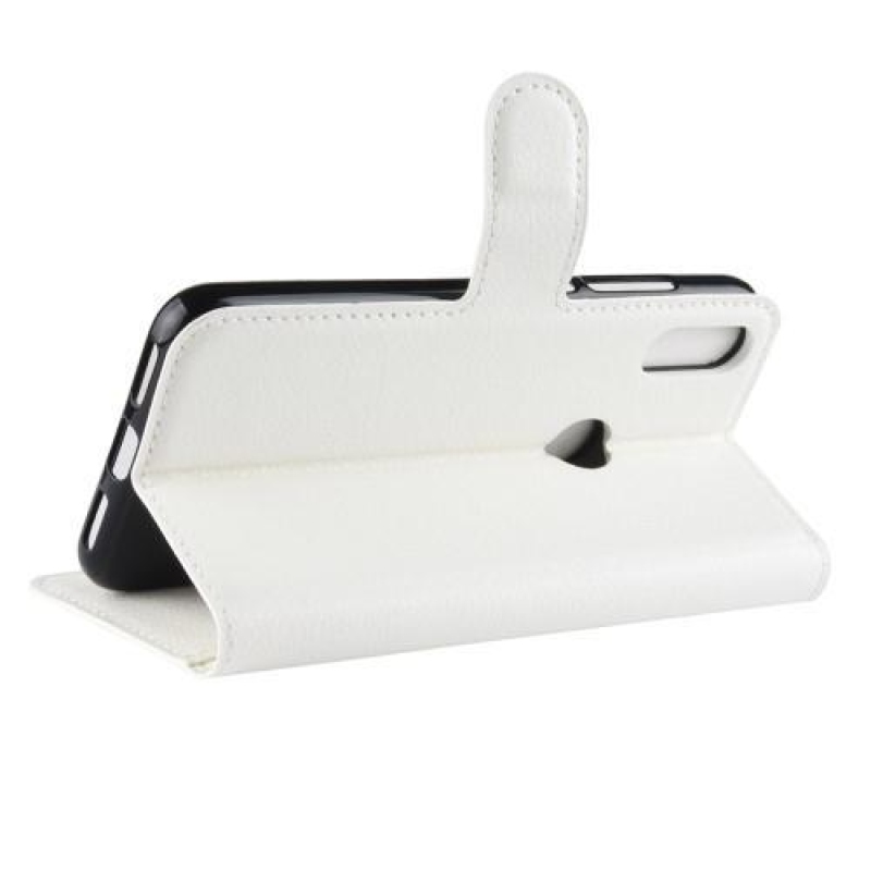 Litchi PU bőr pénztárca tok Huawei Y7 (2019) - fehér