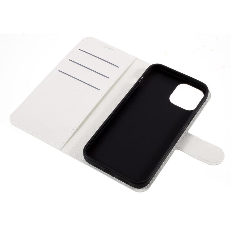 Litchi PU bőr pénztárca tok iPhone 12/12 Pro készülékhez - fehér