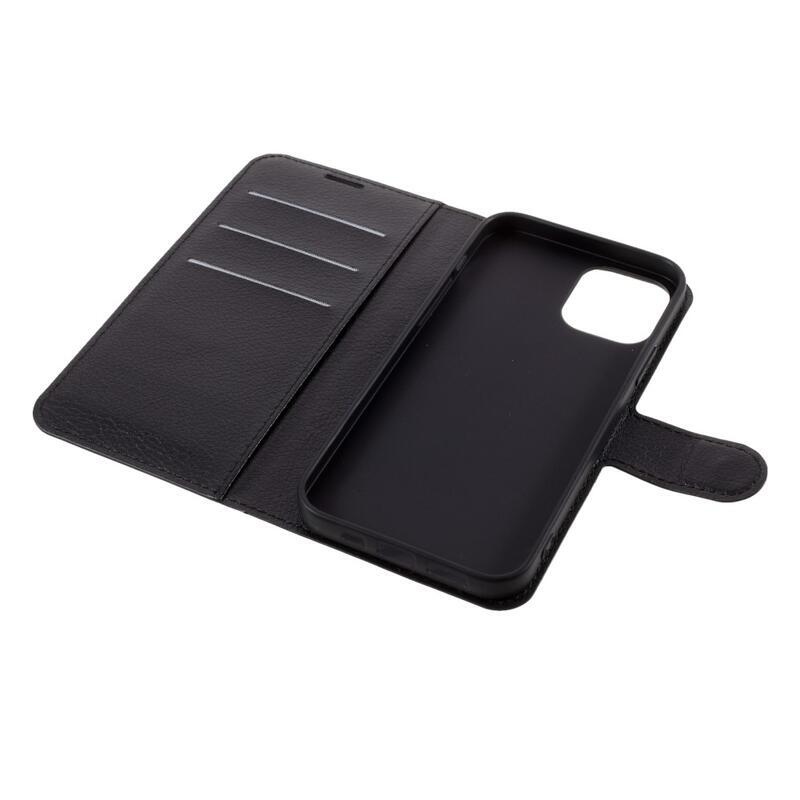 Litchi PU bőr pénztárca tok iPhone 12/12 Pro készülékhez - fekete