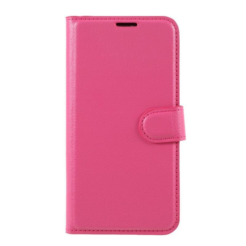 Litchi PU bőr pénztárca tok iPhone 12/12 Pro készülékhez - rózsaszínű