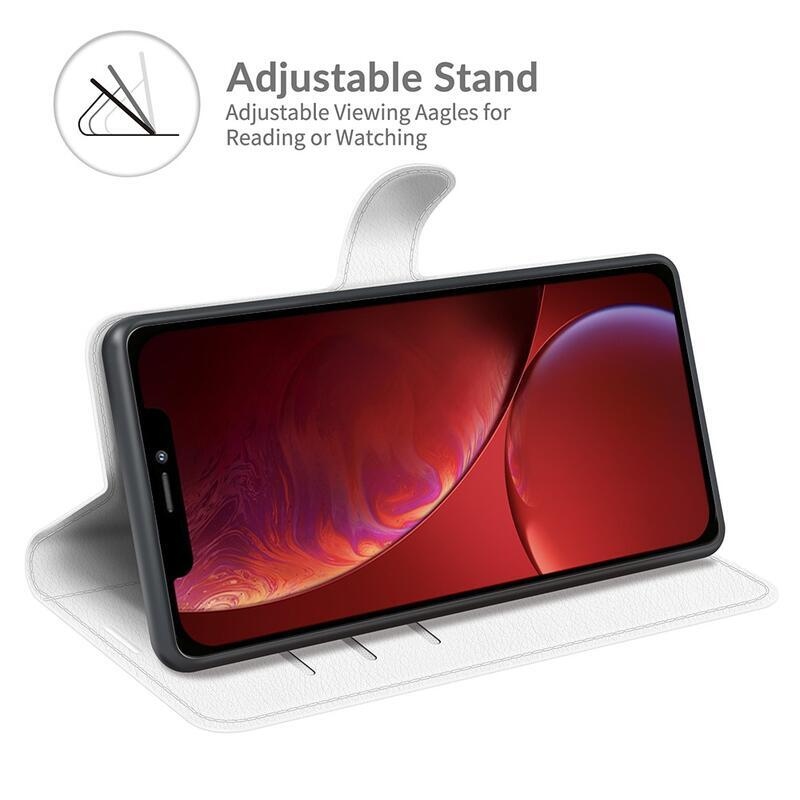 Litchi PU bőr pénztárca tok iPhone 13 mini 5.4 készülékhez - fehér