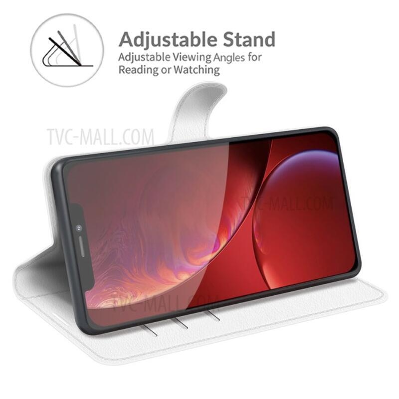 Litchi PU bőr pénztárca tok iPhone 13 Pro 6.1 készülékhez - fehér