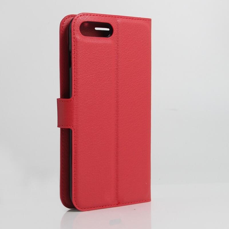 Litchi PU bőr tok iPhone 8 Plus/7 Plus készülékhez - piros