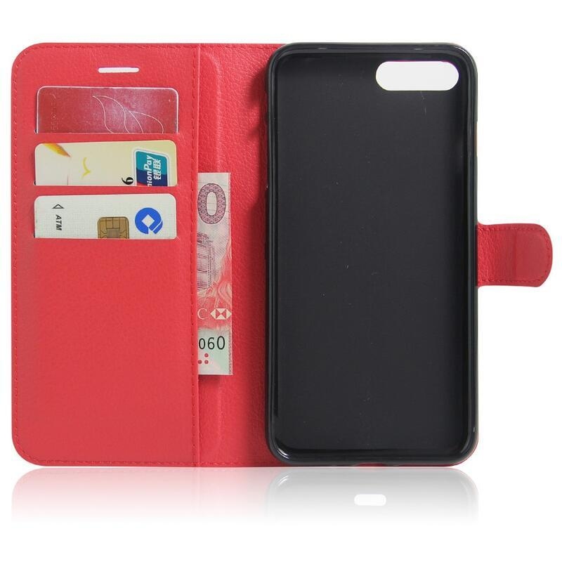 Litchi PU bőr tok iPhone 8 Plus/7 Plus készülékhez - piros