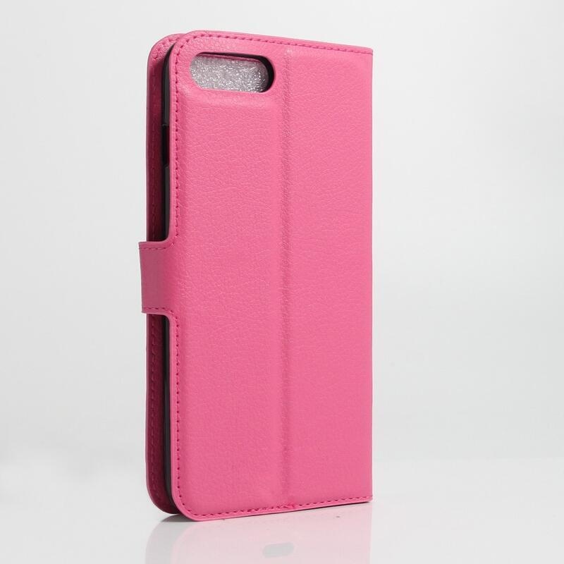 Litchi PU bőr pénztárca tok iPhone 8 Plus/7 Plus készülékhez - rózsaszínű