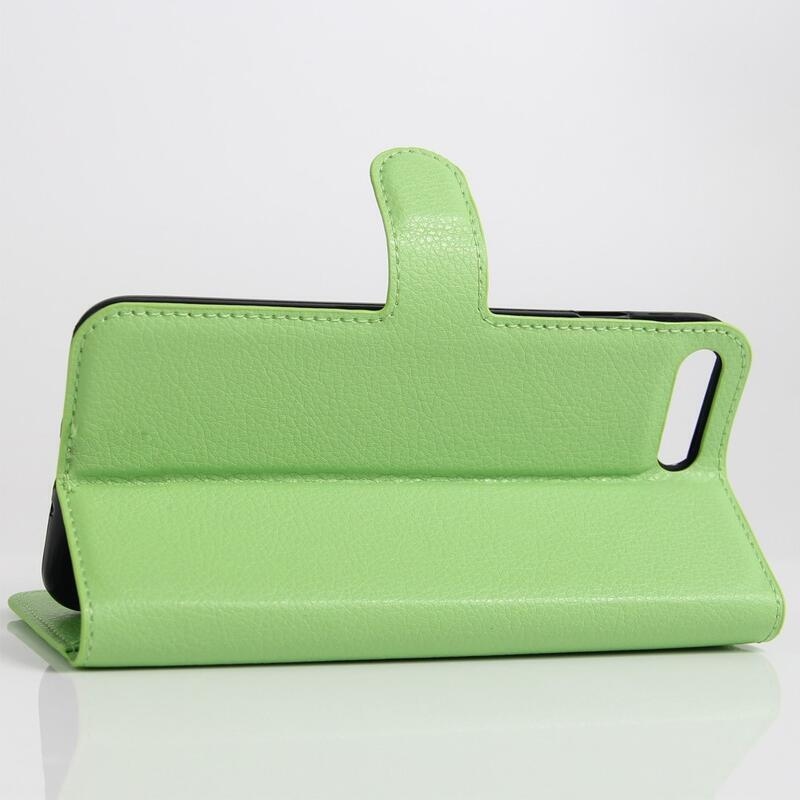 Litchi PU bőr pénztárca tok iPhone 8 Plus/7 Plus készülékhez - zöld