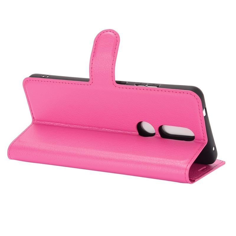 Litchi PU bőr pénztárca tok Nokia 2.4 - rózsaszínű