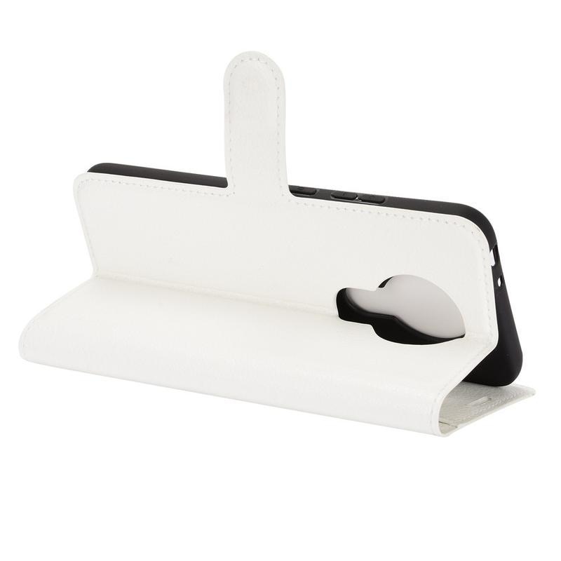 Litchi PU bőr pénztárca tok Nokia 3.4 készülékhez - fehér