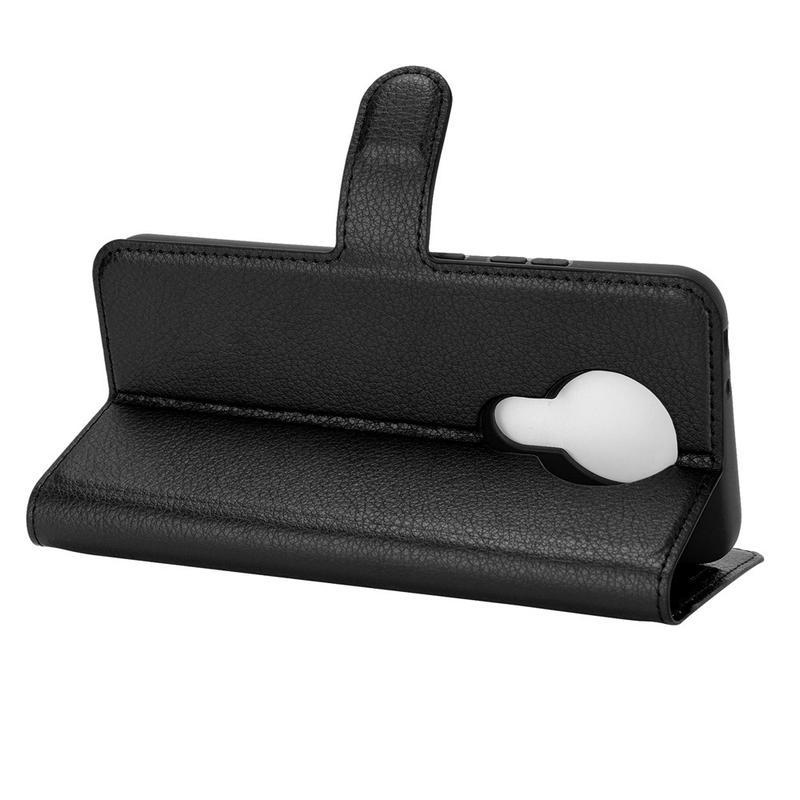 Litchi PU bőr pénztárca tok Nokia 3.4 készülékhez - fekete