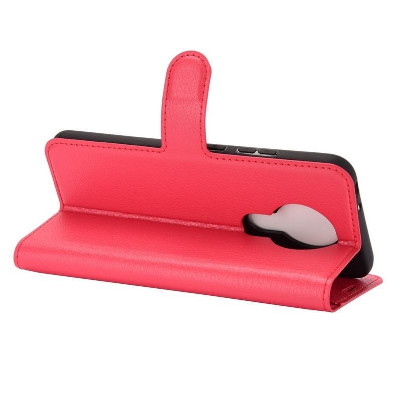 Litchi PU bőr pénztárca tok Nokia 3.4 készülékhez - piros