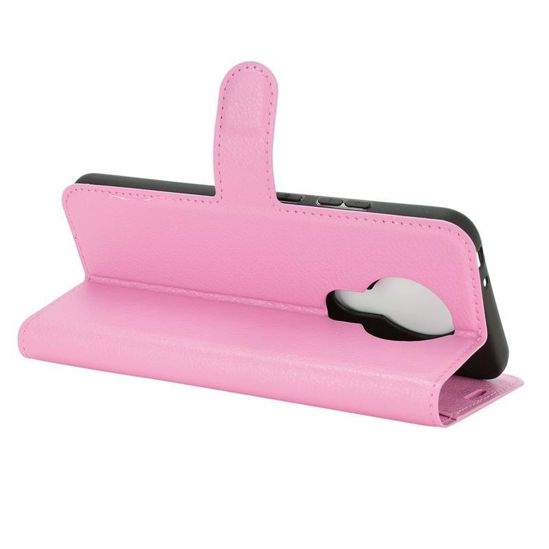 Litchi PU bőr pénztárca tok Nokia 3.4 - rózsaszínű