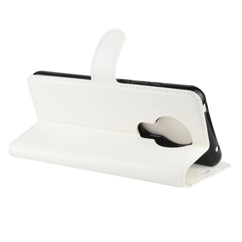 Litchi PU bőr pénztárca tok Nokia 5.3 készülékhez - fehér