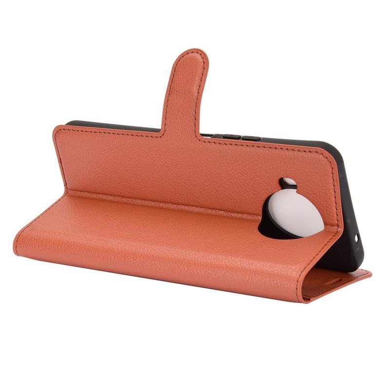 Litchi PU bőr pénztárca tok Nokia 8.3 5G-hez - barna