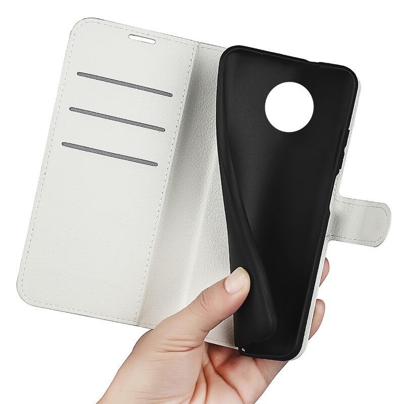 Litchi PU bőr pénztárca tok Nokia G50 készülékhez - fehér