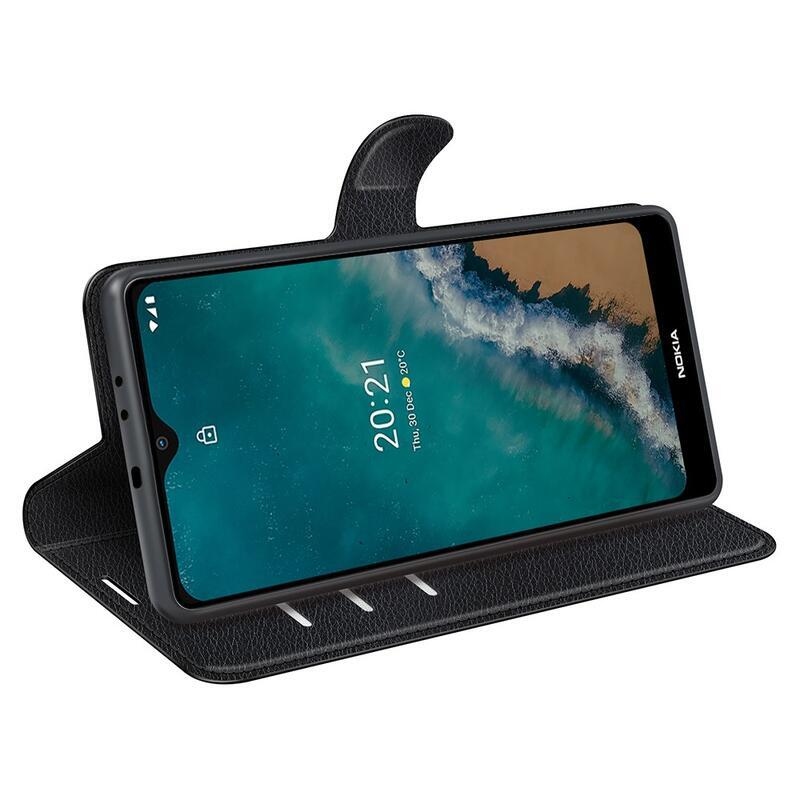 Litchi PU bőr pénztárca tok Nokia G50 készülékhez - fekete