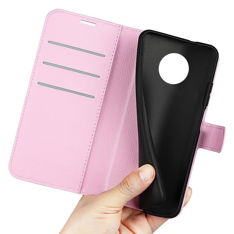 Litchi PU bőr pénztárca tok Nokia G50 készülékhez - rózsaszín