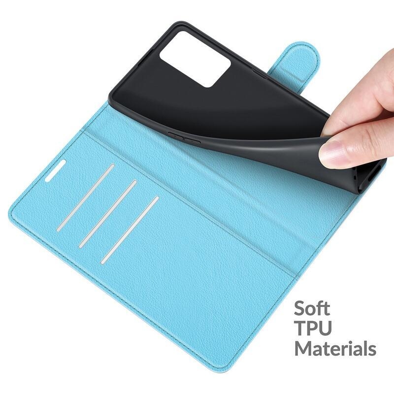 Litchi PU bőr pénztárca tok Oppo A16s/A54s - kék