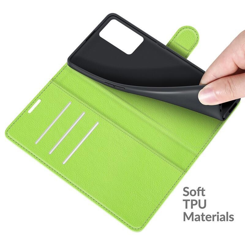 Litchi PU bőr pénztárca tok Oppo A16s/A54s - zöld