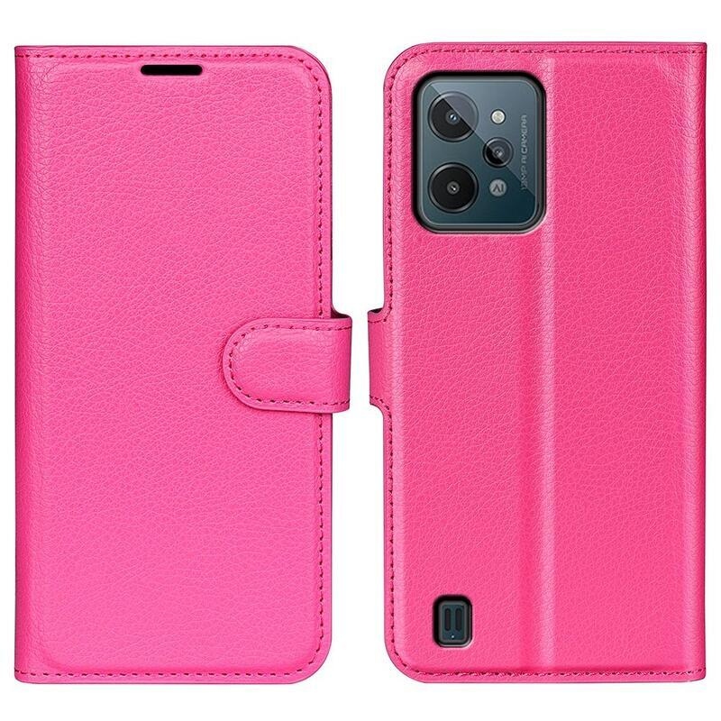 Litchi PU bőr pénztárca tok mobil Realme C31 - rózsa