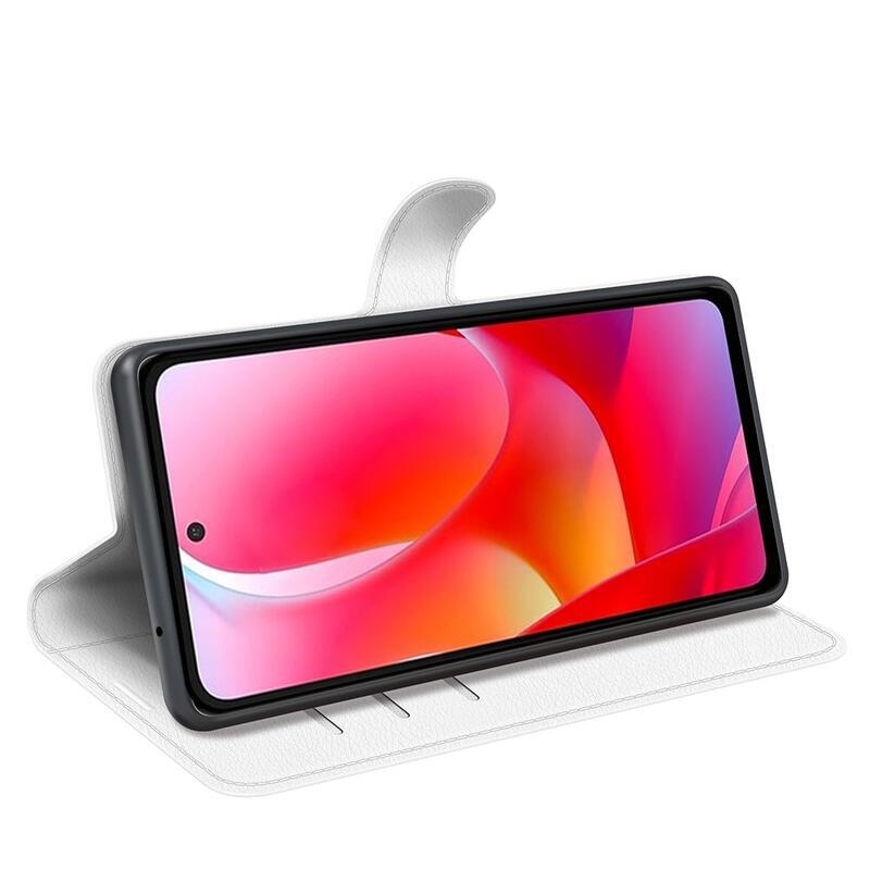 Litchi PU bőr pénztárca tok Samsung Galaxy A03-hoz - fehér