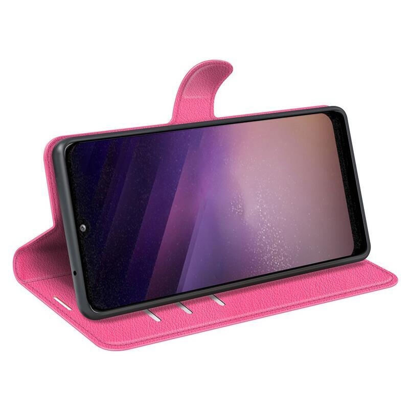 Litchi PU bőr pénztárca tok Samsung Galaxy A03-hoz - rózsaszínű