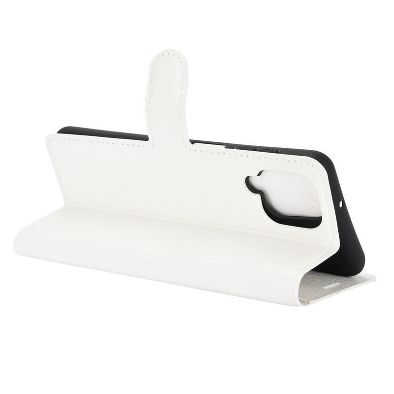 Litchi PU bőr pénztárca tok Samsung Galaxy A12/M12 készülékhez - fehér