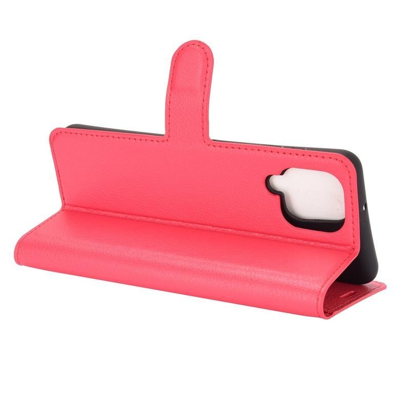 Litchi PU bőr pénztárca tok Samsung Galaxy A12/M12 készülékhez - piros