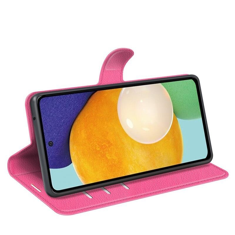 Litchi PU bőr pénztárca tok Samsung Galaxy A13 4G - rózsaszínű