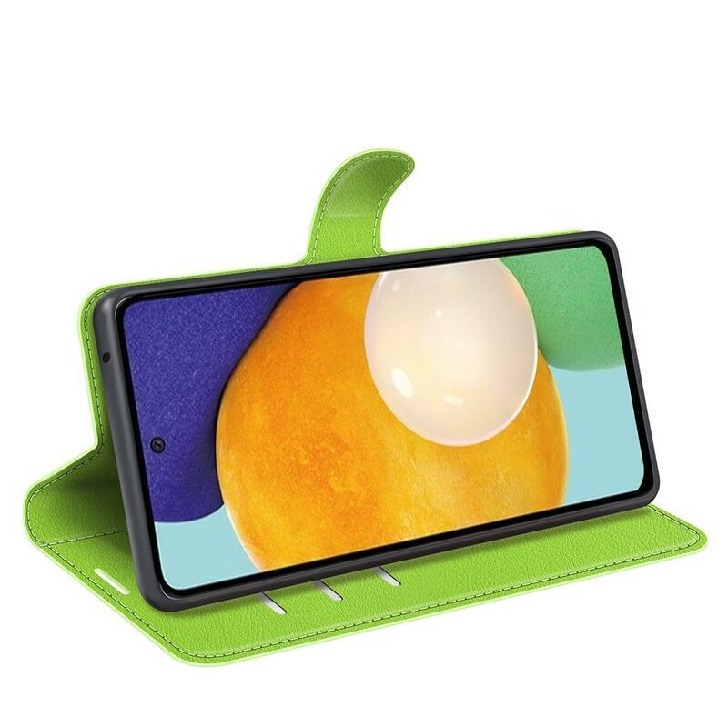 Litchi PU bőr pénztárca tok Samsung Galaxy A13 4G-hez - zöld
